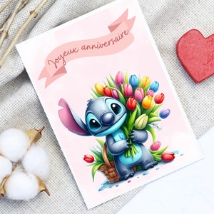 Carte anniversaire stitch - carte thème stitch - joyeux anniversaire - bonne fête - image 2