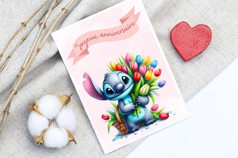 Carte anniversaire stitch - carte thème stitch - joyeux anniversaire - bonne fête - image 2