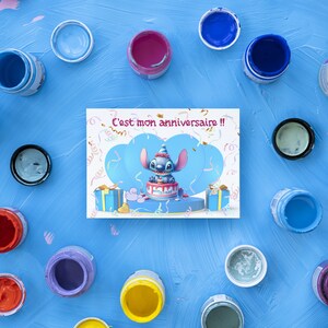 Carte invitation - carte anniversaire personnalisable stitch - lot 8 cartes anniversaire- 画像 4