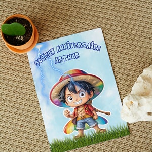Carte anniversaire personnalisée , carte thème one piece, luffy, image 6