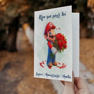Cartão de feliz aniversário do Mario, cartão de nome do Mario personalizável, buquê de flores do cartão temático do Mario, feliz aniversário... imagem 2