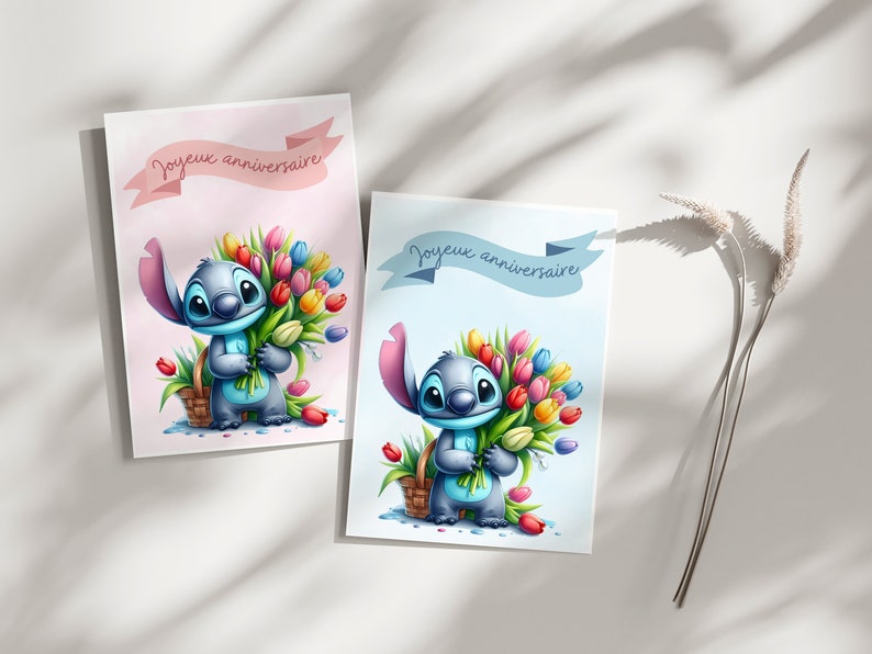 Carte anniversaire stitch - carte thème stitch - joyeux anniversaire - bonne fête - image 1