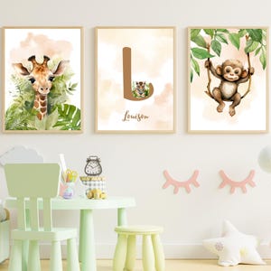 Conjunto de 3 carteles con nombre personalizados | Decoración de pared infantil | regalo de nacimiento - bautismo