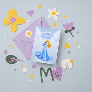 Carte joyeux anniversaire, carte prénom personnalisable, carte thème princesse, Bonne fête... image 2