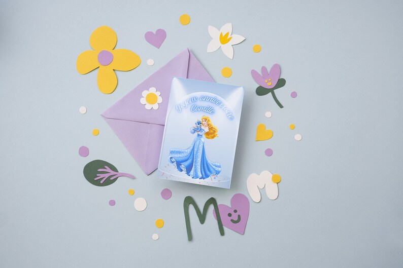 Carte joyeux anniversaire, carte prénom personnalisable, carte thème princesse, Bonne fête... image 2