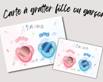 Carte à gratter fille ou garçon - carte à gratter annonce sexe bébé