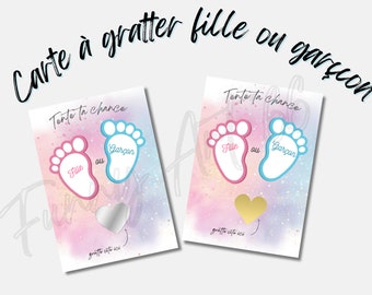 Carte à gratter fille ou garçon - carte à gratter annonce sexe bébé - baby shower
