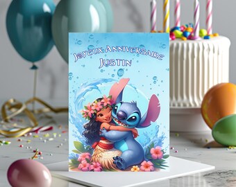 Stitch birthday card - stitch theme card - happy birthday - happy party -