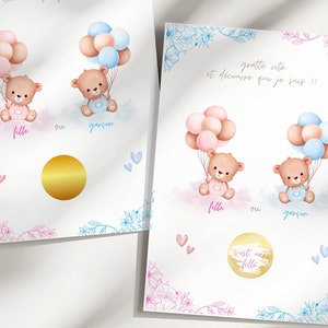 Carte à gratter fille ou garçon - carte à gratter annonce sexe bébé Fille - doré