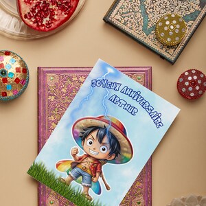 Carte anniversaire personnalisée , carte thème one piece, luffy, image 7