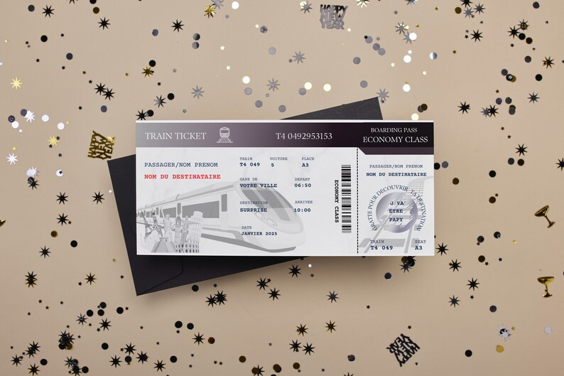 Carte annonce grossesse - carte à gratter - Billet de train message 画像 5
