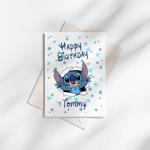 Carte anniversaire personnalisable stitch, carte thème stitch, Bonne fête... image 3