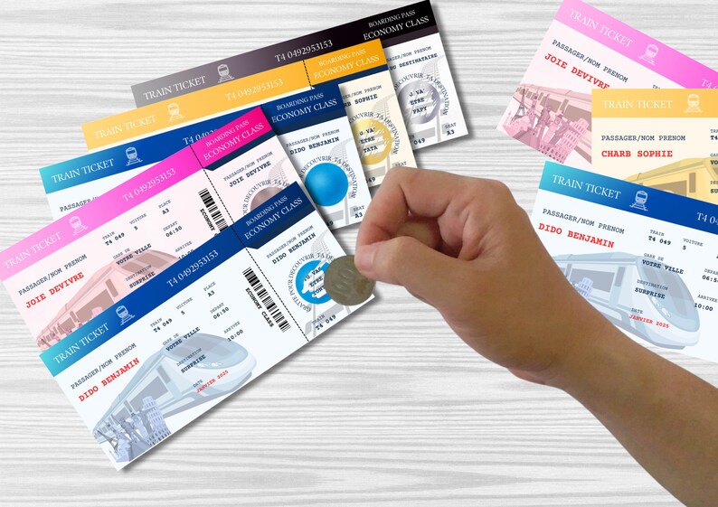 Carte annonce grossesse - carte à gratter - Billet de train message 画像 4
