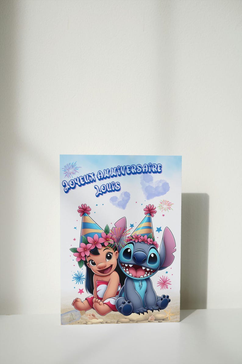 Carte anniversaire stitch - carte thème stitch - joyeux anniversaire - bonne fête - image 2