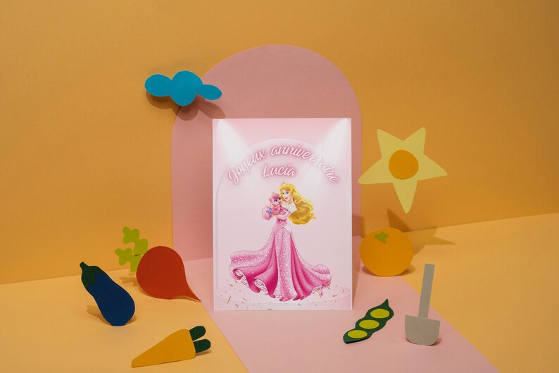 Carte joyeux anniversaire, carte prénom personnalisable, carte thème princesse, Bonne fête... image 8