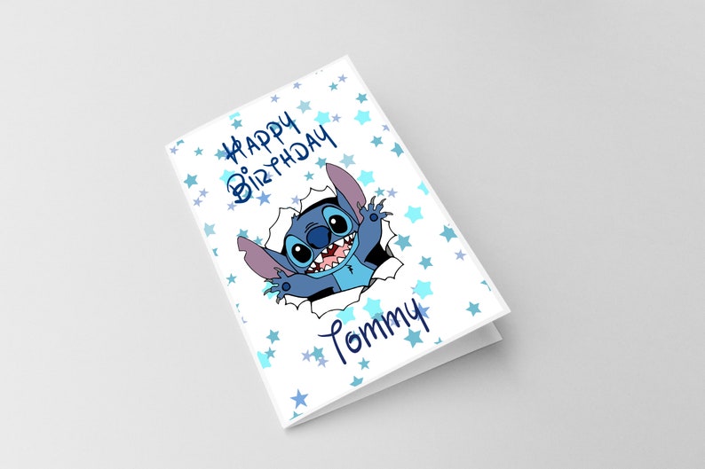Carte anniversaire personnalisable stitch, carte thème stitch, Bonne fête... image 5