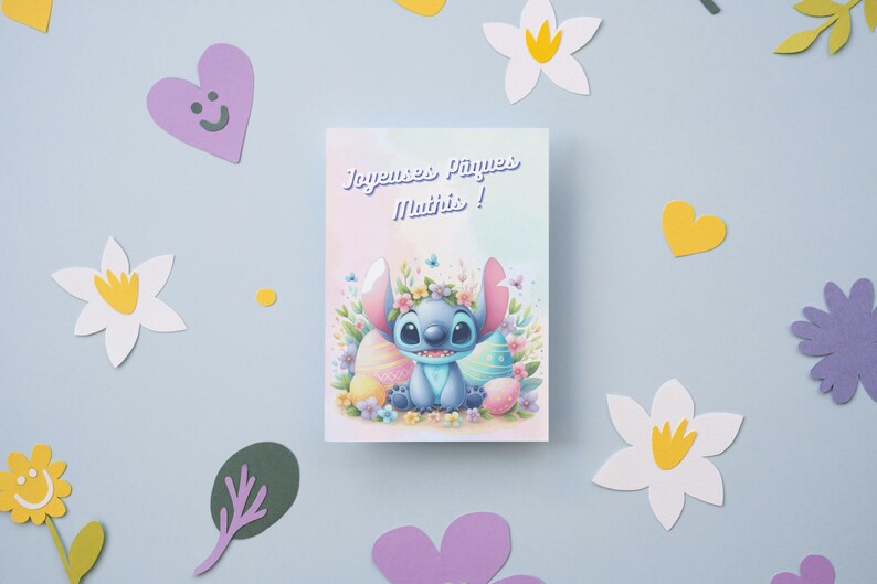 Cartão de feliz Páscoa, cartão de nome de ponto personalizável, cartão com tema de ponto de Páscoa 1
