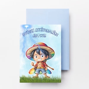 Carte anniversaire personnalisée , carte thème one piece, luffy, image 3