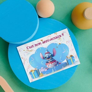 Carte invitation - carte anniversaire personnalisable stitch - lot 8 cartes anniversaire- 画像 5