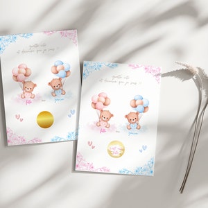 Carte à gratter fille ou garçon - carte à gratter annonce sexe bébé 画像 3