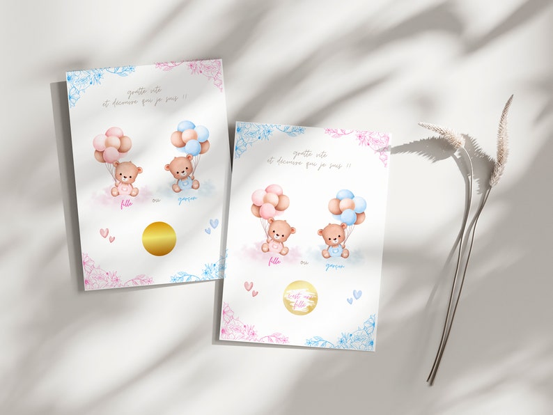 Carte à gratter fille ou garçon - carte à gratter annonce sexe bébé 画像 3