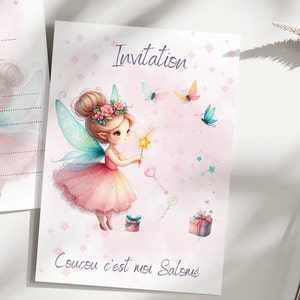 Carte invitation anniversaire - carte anniversaire personnalisable - carte anniversaire fée, lot de 6/8/10/12 cartes avec enveloppes... image 3