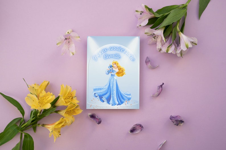 Carte joyeux anniversaire, carte prénom personnalisable, carte thème princesse, Bonne fête... image 5