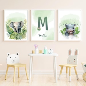 Conjunto de 3 carteles con nombre personalizados | Decoración de pared infantil | regalo de nacimiento - bautismo