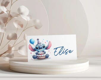 Personalized place marker, stitch theme, birthday place marker, baptism
