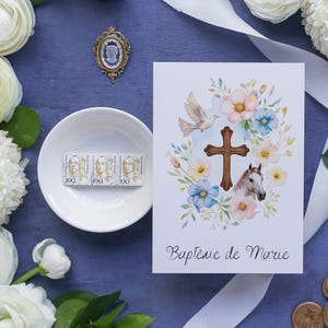 Carte Double Baptême motif Cheval – Format A6 – carte personnalisée 3