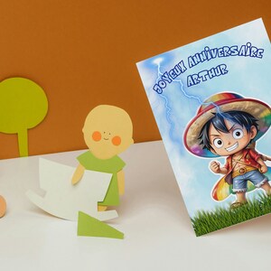 Carte anniversaire personnalisée , carte thème one piece, luffy, image 2