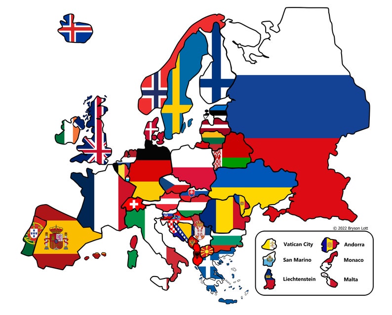 Europe Stickers PDF Flag Map Digital Download Etsy