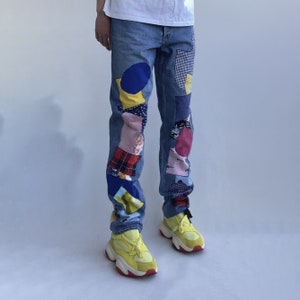 Patchwork Jeans Kleurrijk / handgemaakt op maat