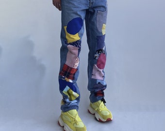 Patchwork Jeans Colourful / hand made custom