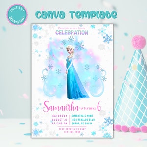 Frozen elsa party birthday Invitation, elsa frozen Invite Instant Download Template, pool party birthday supplies