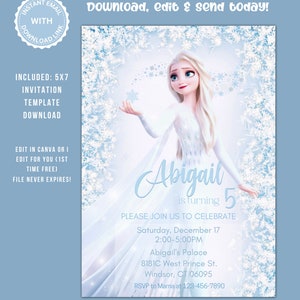 Editable Frozen Birthday Invitation Template ONLY, Princess Elsa Evite, Instant Download, Digital Birthday Party Invite Girls, Printable