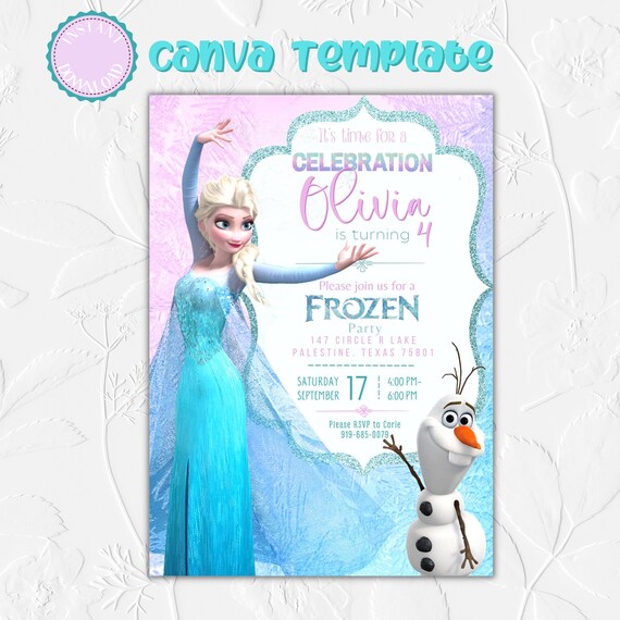 Frozen Elsa Party Birthday Invitation Elsa Frozen Invite Etsy Australia