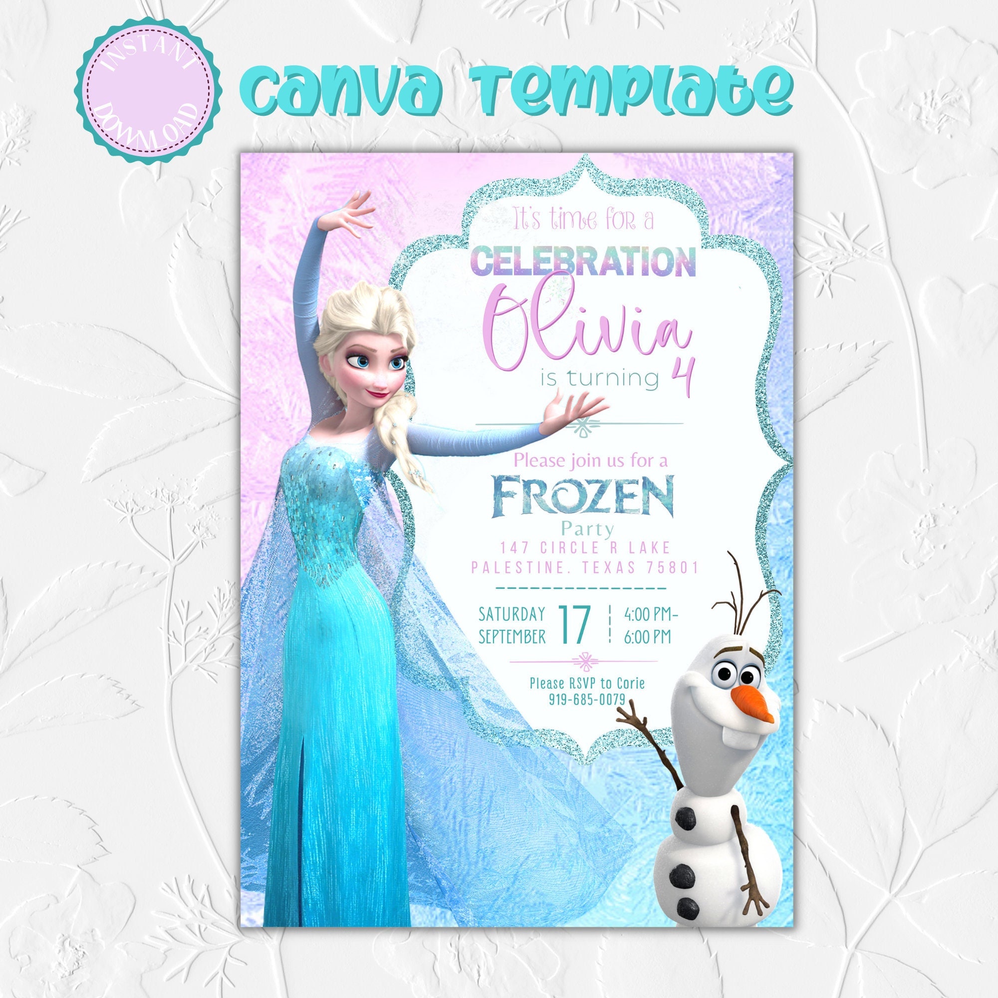 Frozen Elsa Party Birthday Invitation Elsa Frozen Invite Etsy