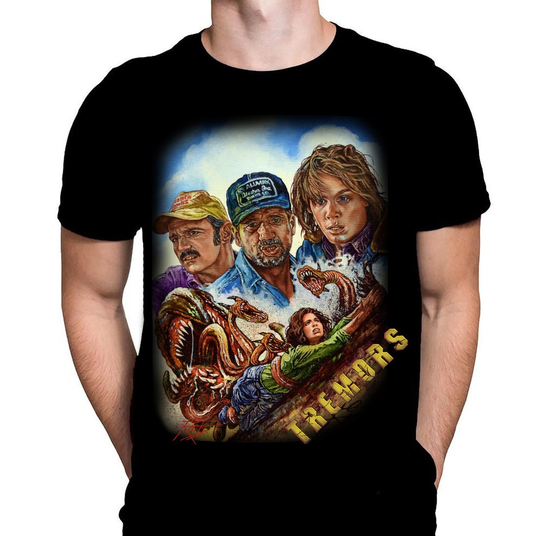 Movie Art Tremors by Rick Melton Black Cotton Mens Tshirt With