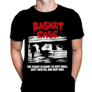 Basket Case  -  Poster Movie Shirt, Horror Movie Tshirt Gifts For Fan - Black Cotton Mens T-Shirt with Oversized Horror Image - Halloween T