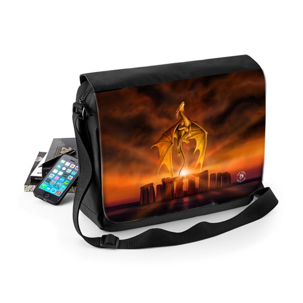 Anne Stokes - Solstice - A4 Pagan Polyester Messenger bag featuring zipped front pocket and adjustable strap