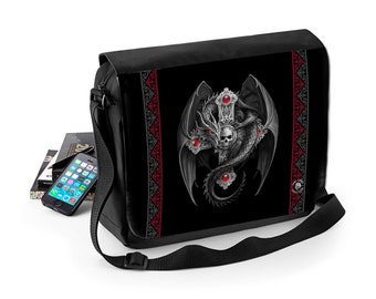 Anne Stokes - Gothic Dragon - Sac messager en polyester avec poche frontale zippée et bandoulière réglable