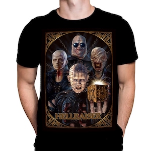 Horror Movie Art - Hellraiser Lemarchands Box - T-shirt in cotone con stampa oversize nera - Terrore - Gore - Pinhead - Mostri del film