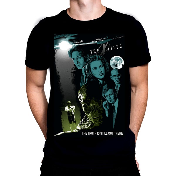 The Truth Is Still Out There - X-Files - Mens Black Sci-Fi  Oversized Cotton T-Shirt / Cult 80's TV / Sci-Fi