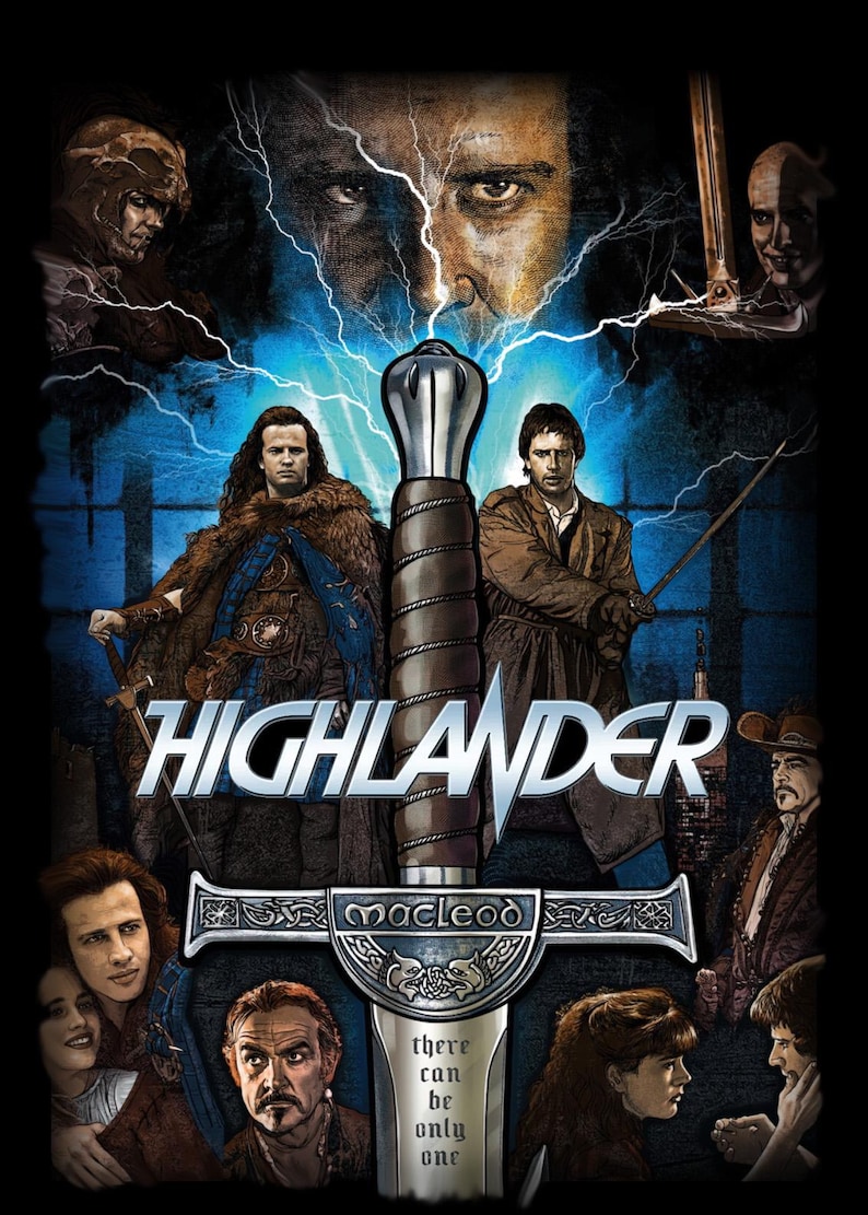 Highlander Collection Artwork HIGHLANDER - Classic Fantasy Cult - Movie T Shirt - Etsy