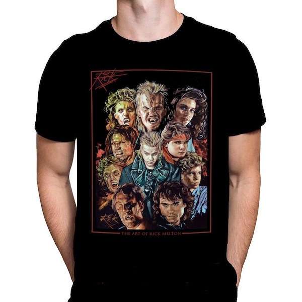 Darkside Art Mag - Lost Boys - Rick Melton Mens Black Horror Oversized Cotton T-Shirt