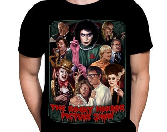 Rocky Horror Picture Show - IF - Black Cotton Mens T-Shirt with Oversized Print - Movie and Theatre Classic art by Peter Panayis