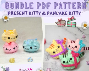 BUNDLE PATTERN : Present & Pancake Kitty | Beginner Friendly | Amigurumi / Crochet Pattern in Eng (PDF)