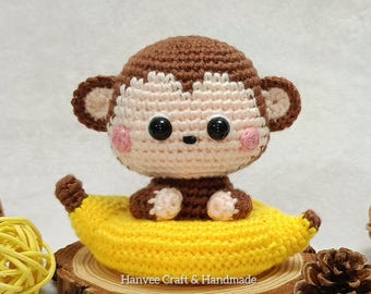 Crochet Monkey in Banana Pattern: Beginner-Friendly Amigurumi (PDF Pattern)