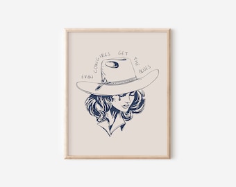 Cowgirl Art Print: Retro Western Wall Art (UNFRAMED)